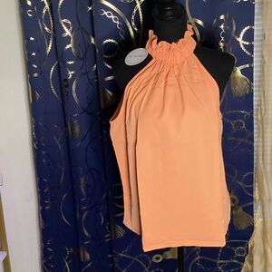 Ruffled Halter Camisole in Peach